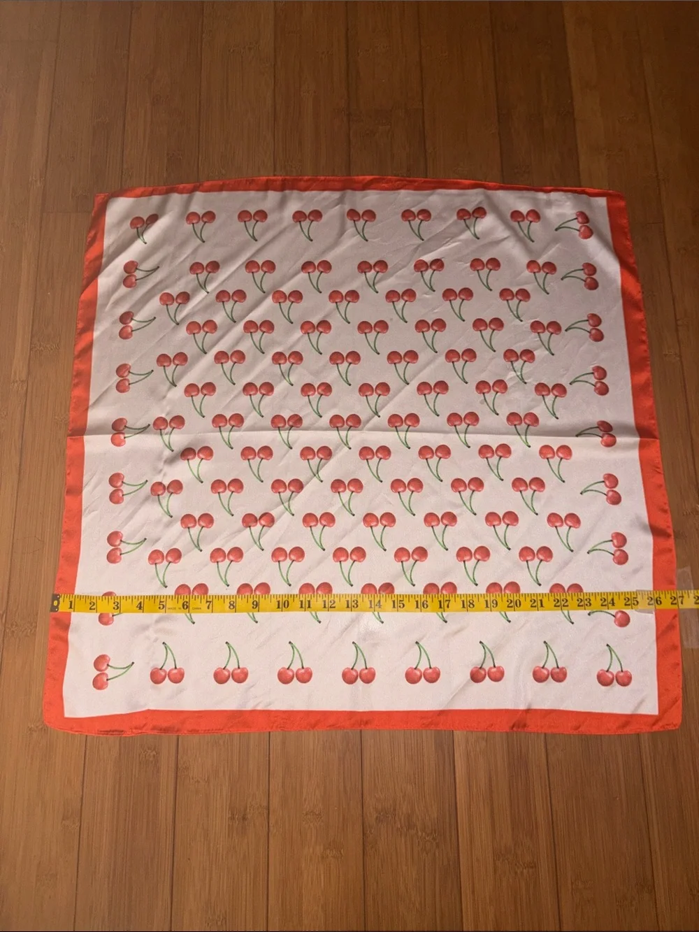 Cherry 🍒 Pattern Decorative Throw - Red on Cream Scarf 26”X 27” Inches